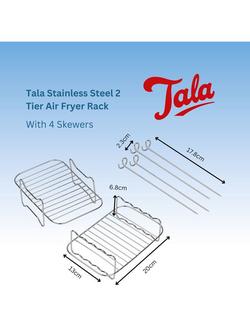Tala Stainless Steel 2 Tier Air Fryer Rach & 4 Skewers - view 2, Silver