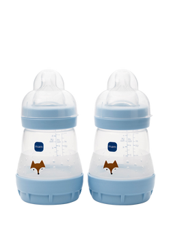 MAM Easy Start Anti-Colic Self-Sterilising Baby Bottle, Pack of 2, 160ml, Blue