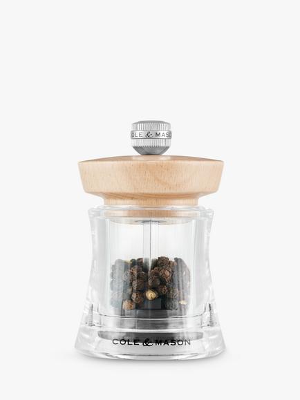 Cole & Mason Holborn Acrylic & Beech Wood Pepper Mill, Clear/Natural, Clear & Beech Wood