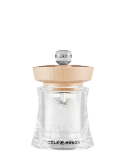 Cole & Mason Holborn Acrylic & Beech Wood Salt Mill, Clear/Natural, Clear & Beech Wood