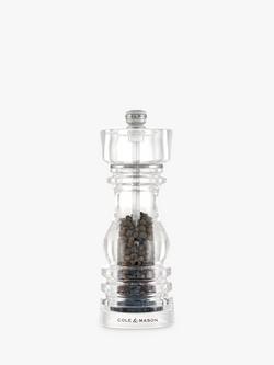 Cole & Mason London Acrylic Pepper Mill, 18cm, Clear, Clear