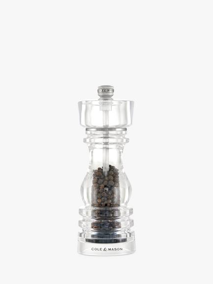Cole & Mason London Acrylic Salt Mill, 18cm, Clear, Clear