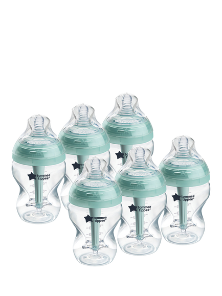 Tommee Tippee Advanced Anti-Colic Baby Bottles with Slow Flow Breast Like Teats, Pack of 6, 260ml, Multi