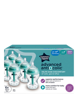Tommee Tippee Advanced Anti-Colic Baby Bottles with Slow Flow Breast Like Teats, Pack of 6, 260ml - view 2, Multi