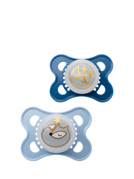 MAM Night Glow in the Dark Soother, Pack of 2, 0-6 months, Bunny