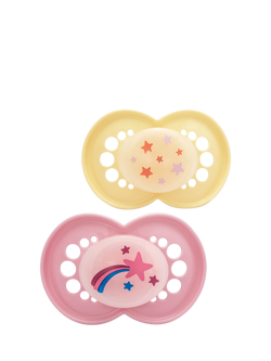 MAM Night Glow in the Dark Soother, 6-18 Months, Pack of 2, Pink/Yellow