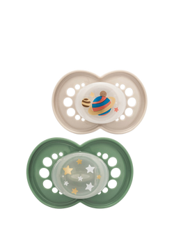 MAM Night Glow in the Dark Soother, 6-18 Months, Pack of 2, White/Green