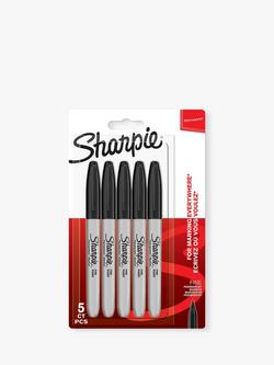 Sharpie Permanent Markers, Pack of 5, Black, Black