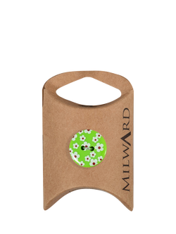 Milward 2 Hole Flower Print Buttons, 18mm, Green, Pack of 5, Green