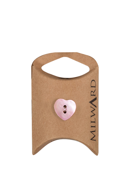 Milward 2 Hole Pearl Look Heart Buttons, 15mm, Pink, Pack of 10, Pearl