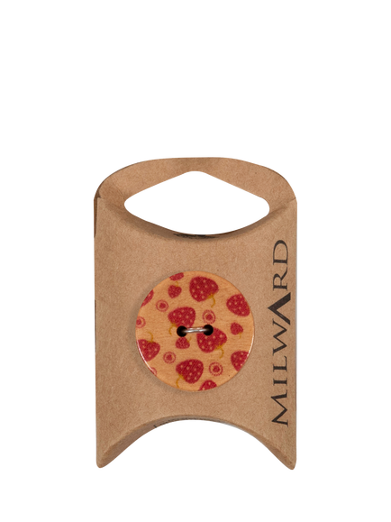 Milward 2 Hole Wood Strawberry Buttons, 25mm, Red, Pack of 5, Berry