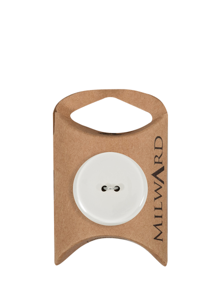 Milward 2 Hole Shiny Buttons, 28mm, White, Pack of 3, White