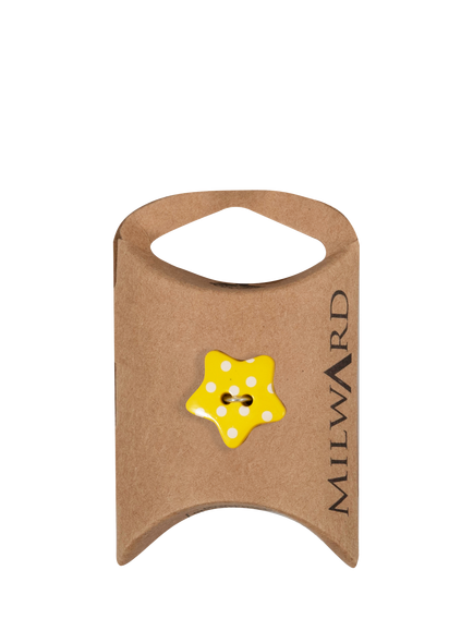 Milward 2 Hole Star Buttons, 20mm, Pack of 5, Yellow