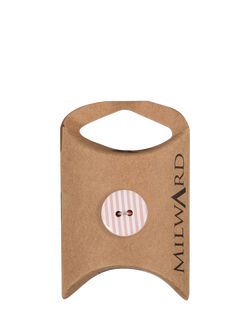 Milward 2 Hole Stripe Buttons, 15mm, Pink, Pack of 6, Pink
