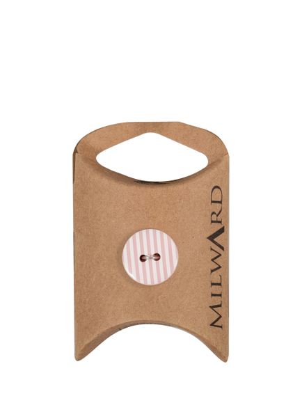 Milward 2 Hole Stripe Buttons, 15mm, Pink, Pack of 6, Pink