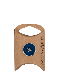 Milward 4 Hole Silver Rim Buttons, 20mm, Pack of 4, Blue