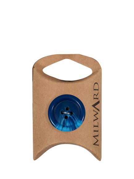 Milward 4 Hole Marble Rim Buttons, Blue, Pack of 3, Blue