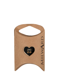 Milward 2 Hole Gold Rim Heart Buttons, 16mm, Black, Pack of 5, Black