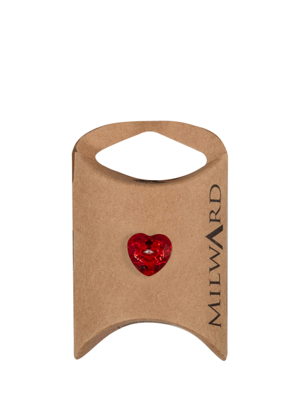 Milward Bright Heart Buttons, 12mm, Red, Pack of 5, Red