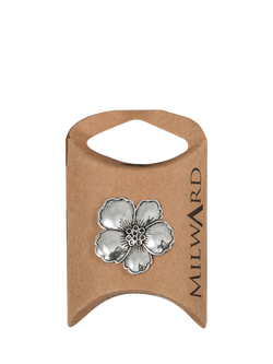 Milward Metal Flower Buttons, 25mm, Silver, Pack of 6, Silver