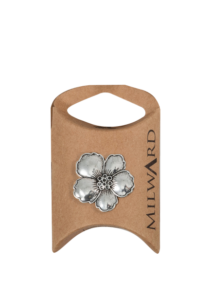 Milward Metal Flower Buttons, 25mm, Silver, Pack of 6, Silver