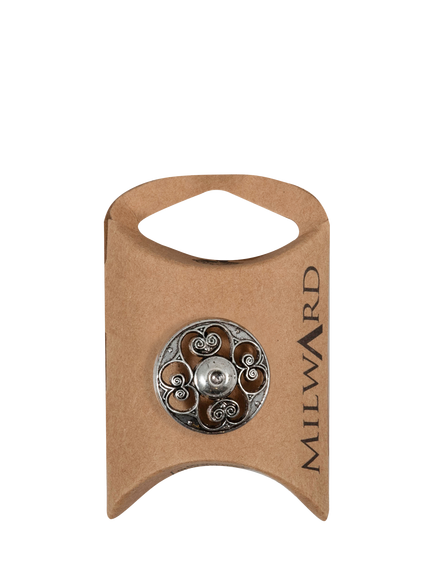 Milward Metal Shank Filigree Buttons, 23mm, Black/Silver, Pack of 5, Black/Silver