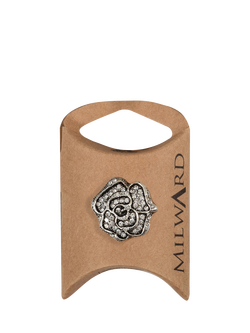 Milward Metal & Stones Shank Buttons, 23mm, Silver, Pack of 3, Silver