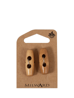 Milward Wood Duffel Toggle Buttons, 40mm, Pack of 2, Wood
