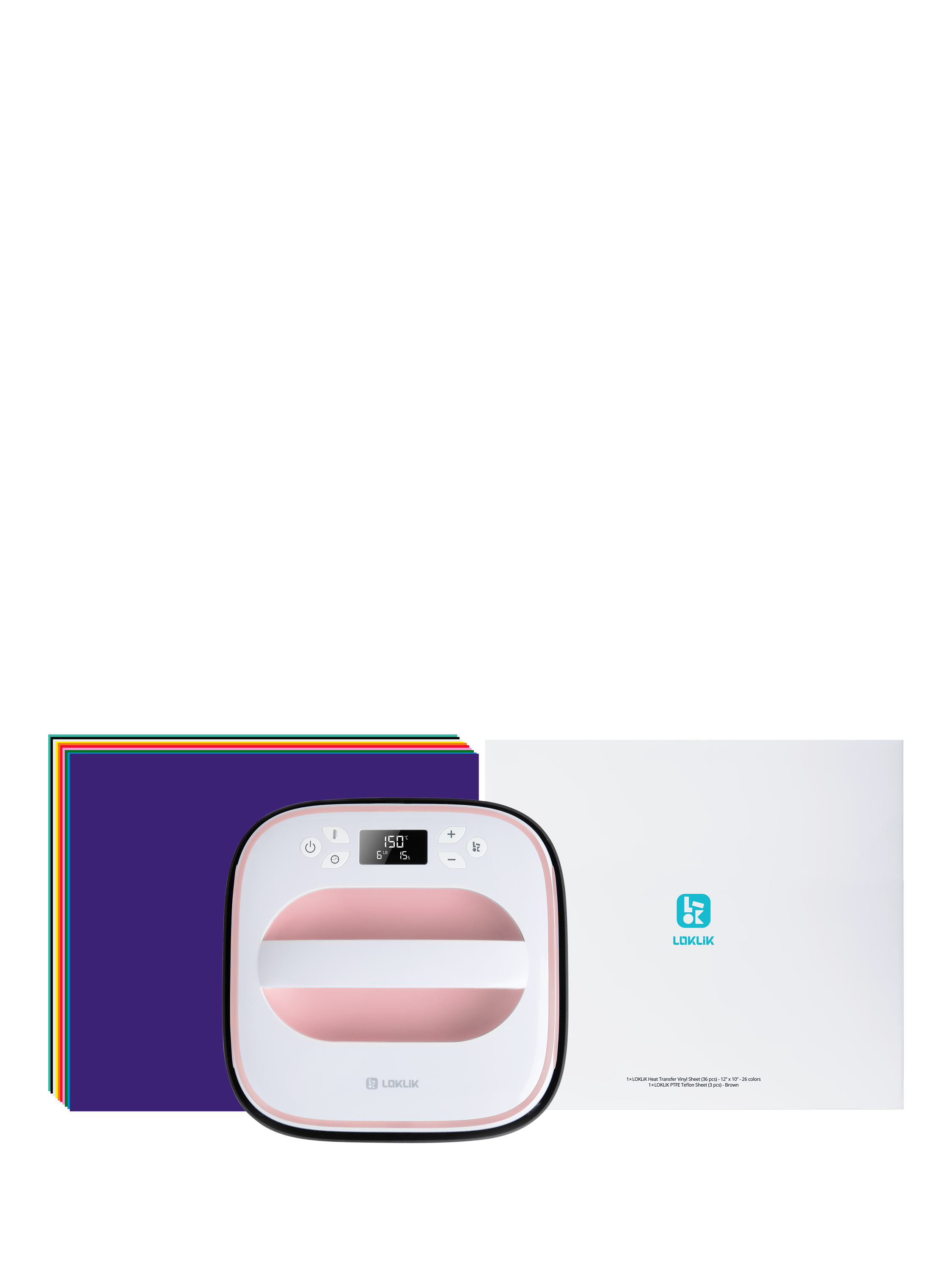 LOKLIK 25 x 25cm Heat Press Bundle, Pink