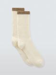 John Lewis Wool Blend With Cashmere Ribbed Socks, Ivory/Caramel