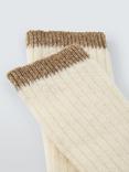 John Lewis Wool Blend With Cashmere Ribbed Socks, Ivory/Caramel