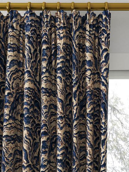 Clarke & Clarke Lumino Made to Measure Curtains or Roman Blind, Midnight/Copper - view 2, Midnight/Copper