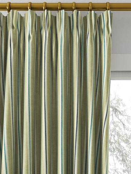 Clarke & Clarke Sackville Stripe Made to Measure Curtains or Roman Blind, Eau De Nil/Linen - view 2, Eau De Nil/Linen