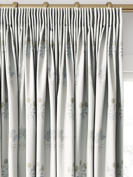 William Morris At Home Lily Flower Embroidered Made to Measure Curtains or Roman Blind, Woad - view 2, Woad
