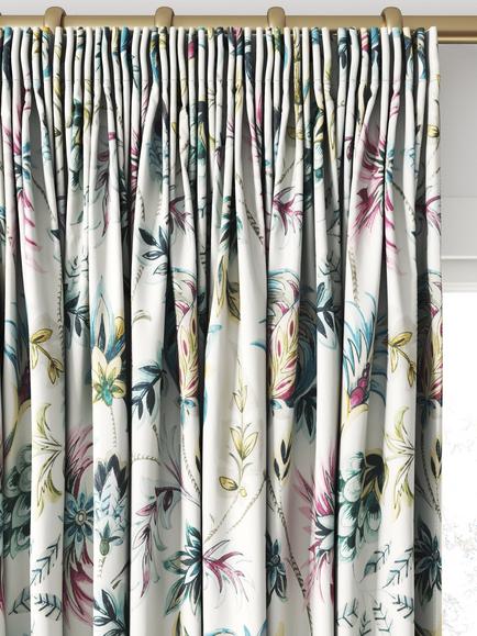 Clarke & Clarke Sizergh Made to Measure Curtains or Roman Blind, Teal/Berry - view 2, Teal/Berry
