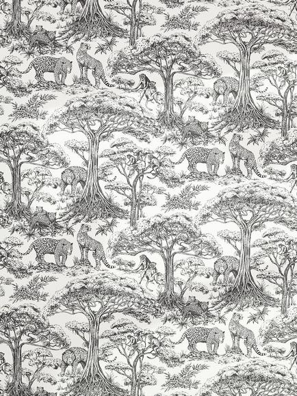 Clarke & Clarke Kisumu Made to Measure Curtains or Roman Blind, Noir, Noir