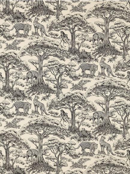 Clarke & Clarke Kisumu Made to Measure Curtains or Roman Blind, Noir/Linen, Noir/Linen