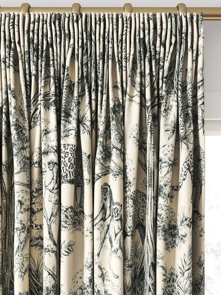 Clarke & Clarke Kisumu Made to Measure Curtains or Roman Blind, Noir/Linen - view 2, Noir/Linen