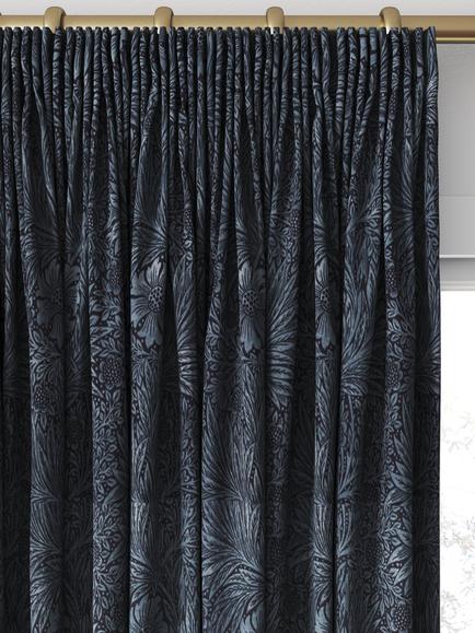 William Morris At Home Marigold Velvet Made to Measure Curtains or Roman Blind, Indigo - view 2, Indigo