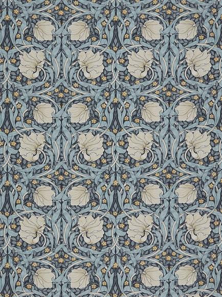 William Morris At Home Pimpernel Velvet Made to Measure Curtains or Roman Blind, Indigo, Indigo
