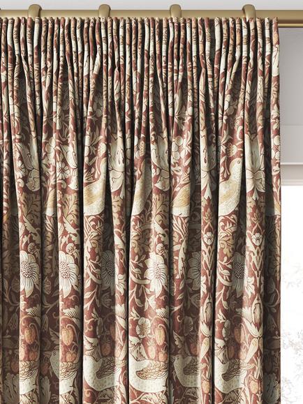 William Morris At Home Strawberry Thief Made to Measure Curtains or Roman Blind, Madder - view 2, Madder