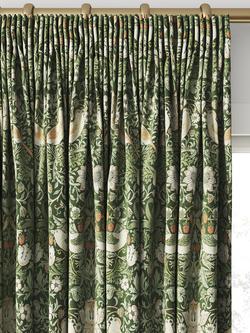 William Morris At Home Strawberry Thief Made to Measure Curtains or Roman Blind, Nettle - view 2, Nettle
