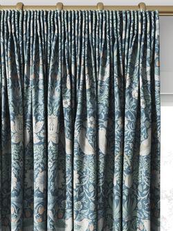 William Morris At Home Strawberry Thief Made to Measure Curtains or Roman Blind, Woad - view 2, Woad