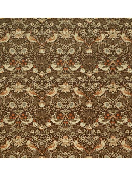 William Morris At Home Strawberry Thief Velvet Made to Measure Curtains or Roman Blind, Acorn, Green Dark