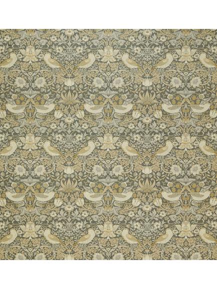 William Morris At Home Strawberry Thief Velvet Made to Measure Curtains or Roman Blind, Flint, Flint