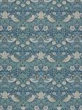 William Morris At Home Strawberry Thief Velvet Made to Measure Curtains or Roman Blind, Indigo