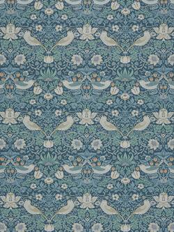 William Morris At Home Strawberry Thief Velvet Made to Measure Curtains or Roman Blind, Indigo, Indigo