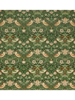 William Morris At Home Strawberry Thief Velvet Made to Measure Curtains or Roman Blind, Nettle, Nettle