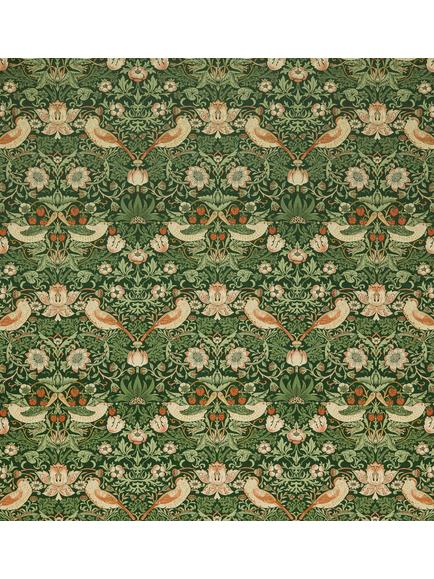 William Morris At Home Strawberry Thief Velvet Made to Measure Curtains or Roman Blind, Nettle, Nettle