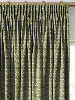 William Morris At Home Strawberry Thief Velvet Made to Measure Curtains or Roman Blind, Nettle - view 2, Nettle
